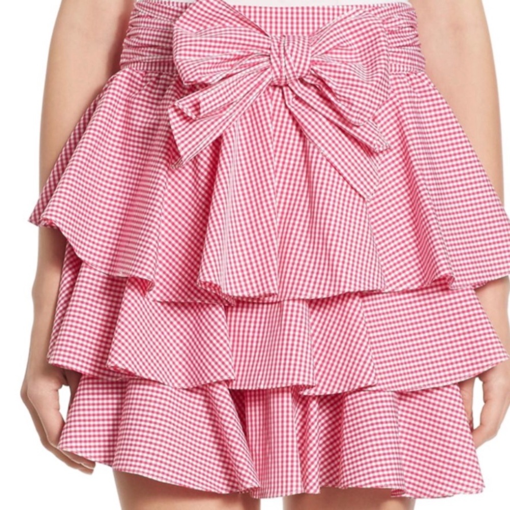 Scripted Gingham Tiered Ruffled Mini Skirt - Picture 5 of 11